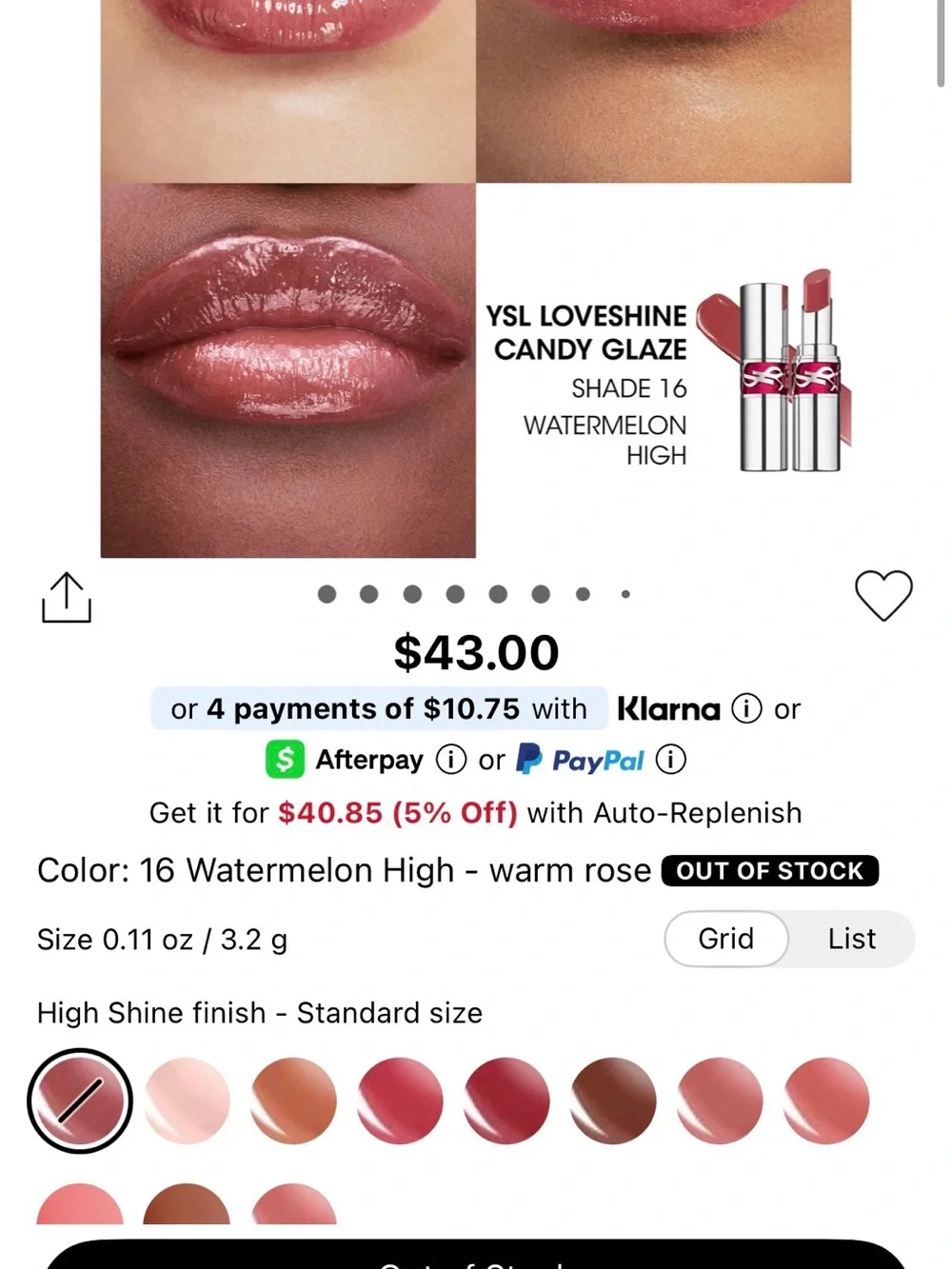 Yves Saint Laurent Loveshine Candy Glaze Lipstick — Watermelon Pink